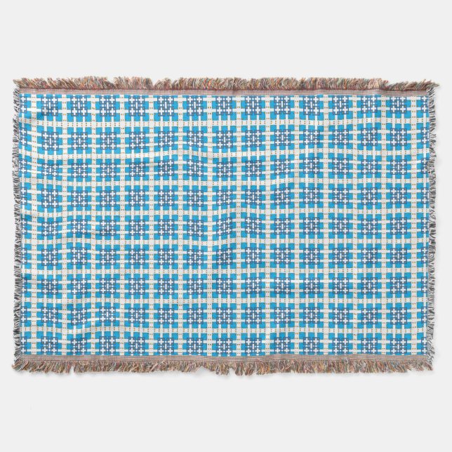 Modern geometric blue SEA squares pattern Throw Blanket (Front)
