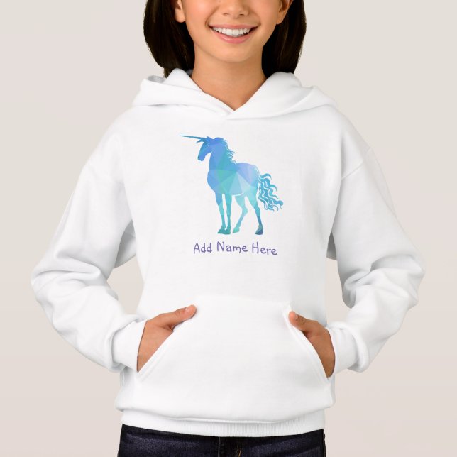 Modern Geometric Blue Unicorn With Name (Front)