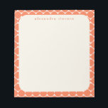 Modern Geometric Border Orange Personalised Name Notepad<br><div class="desc">Stay organised in style with this modern notepad featuring a bold geometric border in vibrant orange and personalised with your name. Perfect for jotting down notes, to-do lists, or creative ideas, this sleek design adds a pop of energy to your desk. Whether for personal use or as a thoughtful gift,...</div>