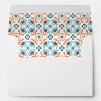 Modern Geometric Botanical Blue Orange Wedding