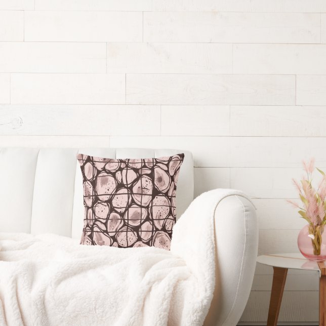Modern Geometric Brown Abstract Throw Pillow, Aest Cushion (Couch)