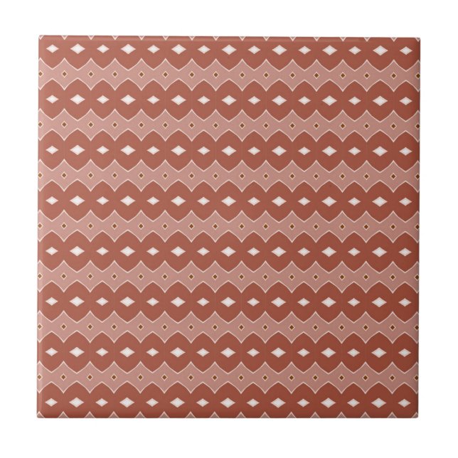 Modern Geometric Brown Terracotta Pattern Tile (Front)