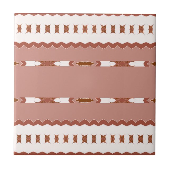 Modern Geometric Brown Terracotta Pattern Tile (Front)