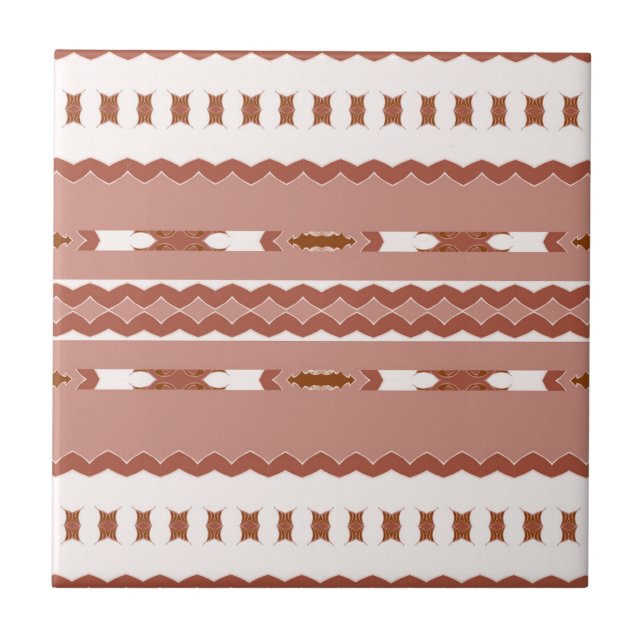 Modern Geometric Brown Terracotta Pattern Tile (Front)
