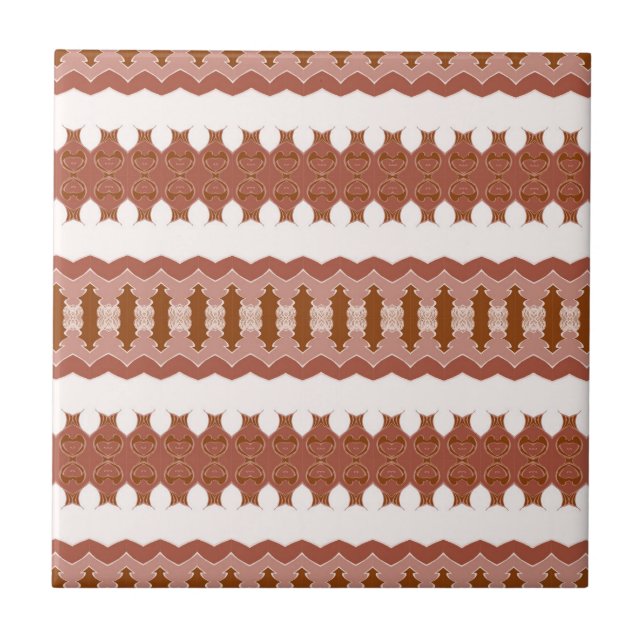 Modern Geometric Brown Terracotta Pattern Tile (Front)