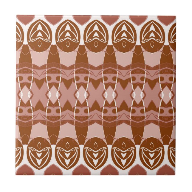 Modern Geometric Brown Terracotta Pattern Tile (Front)