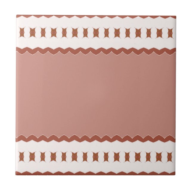 Modern Geometric Brown Terracotta Pattern Tile (Front)