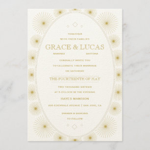 Modern Geometric Burst Wedding Invitation