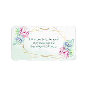 Modern Geometric Cactus Succulents Floral Wedding Label