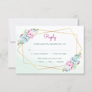 Modern Geometric Cactus Succulents Meal Wedding RSVP Card