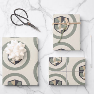 Modern Geometric Camo Military Party Wrapping Paper Sheet
