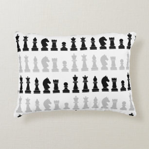 Modern Geometric Chess Piece Black White Pattern  Decorative Cushion
