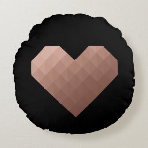 Modern geometric chic rose gold heart round cushion