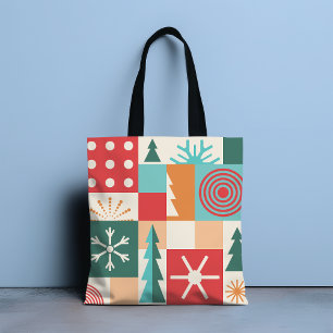Modern Geometric Christmas Festive Holidays Tote Bag