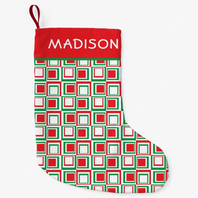 Modern Geometric Christmas Holiday Personalised Small Christmas Stocking (Front)