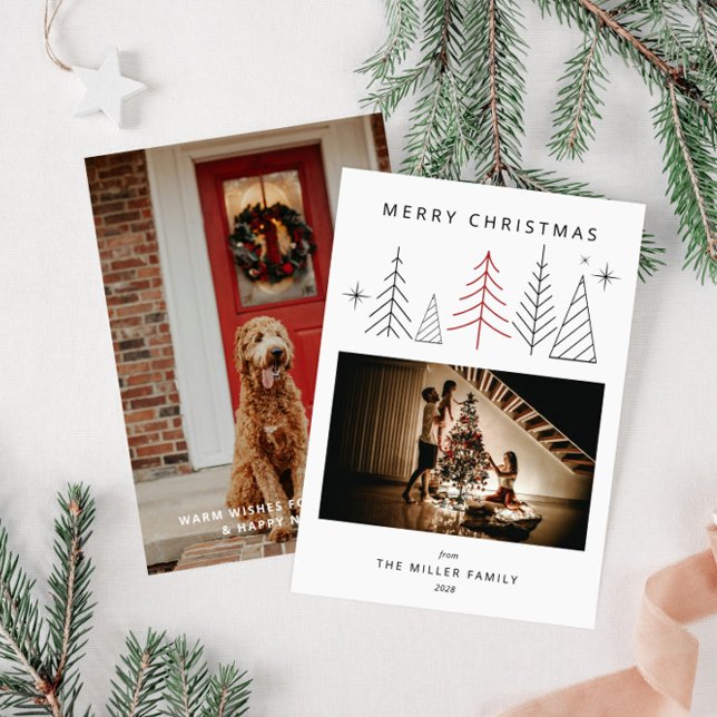 Modern Geometric Christmas Photo  Holiday Card (Family Photo Christmas Card)