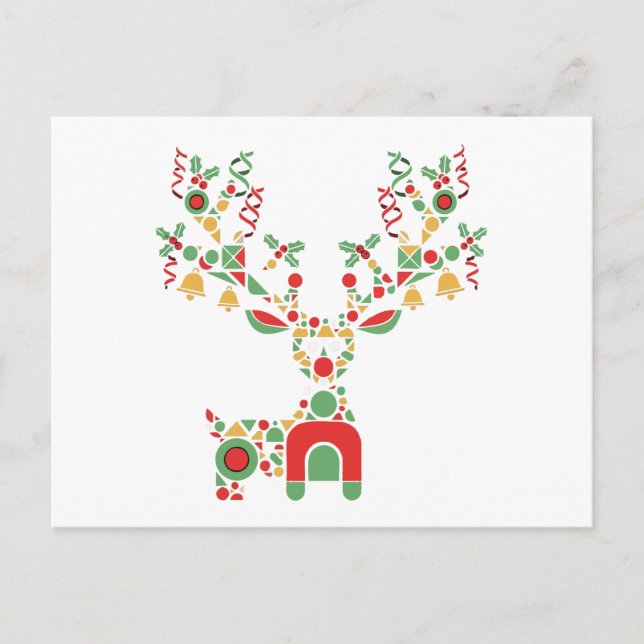 Modern Geometric Christmas Reindeer | Festive  Postcard (Front)