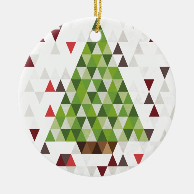 Modern Geometric Christmas Tree Art Ceramic Tree Decoration (Front)