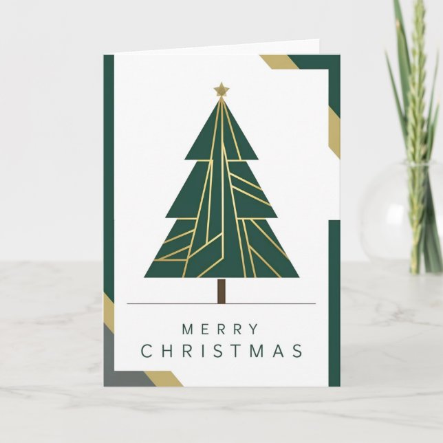 Modern Geometric Christmas Tree  Card (Front)