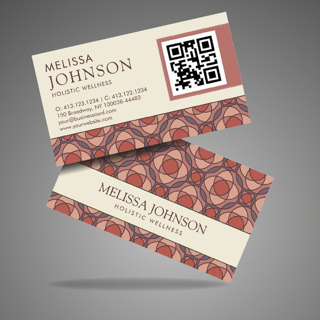 Modern Geometric Cinnamon Marsala Business Card QR (Creator Uploaded)