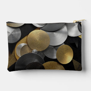Modern Geometric Circles in Gold and Silver Accessory Pouch
