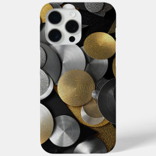 Modern Geometric Circles in Gold and Silver iPhone 15 Pro Max Case