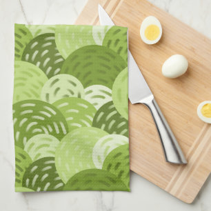 Modern Geometric Circles, Lime, Avocado, Celery Tea Towel