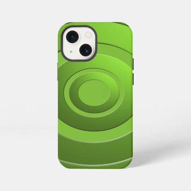 Modern Geometric Circles Lime Green any Initials iPhone Case (Back)