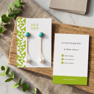 Modern Geometric Citrus Green Earring Display Business Card