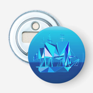 Modern Geometric Clipper Ship, Cobalt Blue Bottle Opener