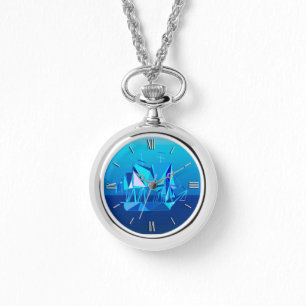 Modern Geometric Clipper Ship, Cobalt Blue Watch
