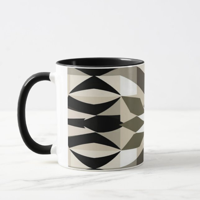 Modern Geometric Coffee Mug | Neutral Earth Tone A (Left)