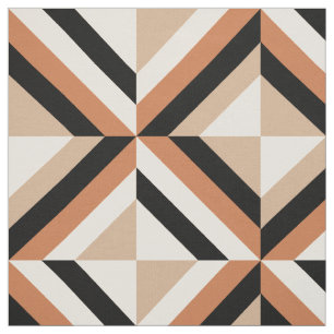 Modern Geometric Color Block Brown Fabric