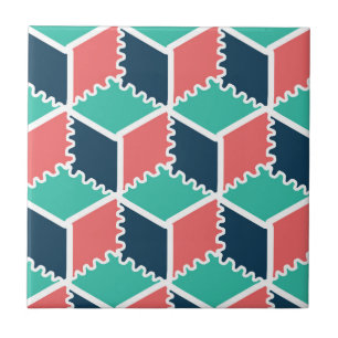 Modern Geometric Colour Cube Ceramic Tile 