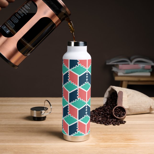 Modern Geometric Colour Cube Water Bottle – Stylis (Coffee)