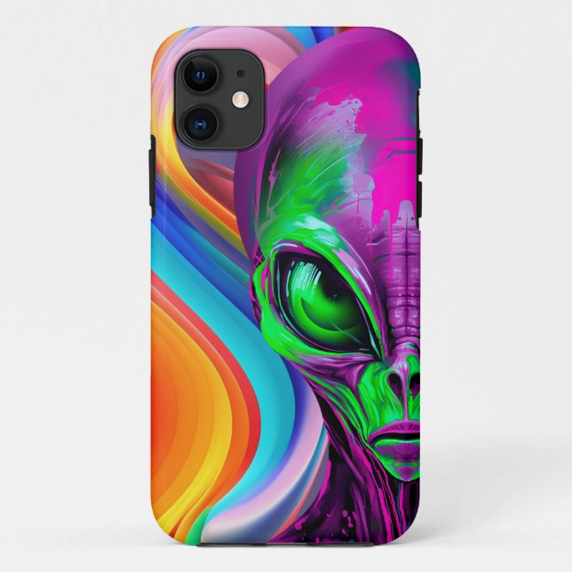 Modern Geometric Colourful Alien Case-Mate iPhone Case (Back)