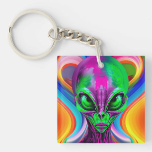 Modern Geometric Colourful Alien Key Ring