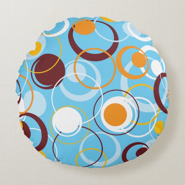 Modern Geometric Colourful Circles Shape Pattern Round Cushion (Front)