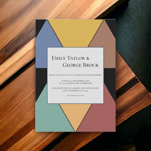 Modern Geometric Colourful Elegant Simple Wedding Invitation (Creator Uploaded)