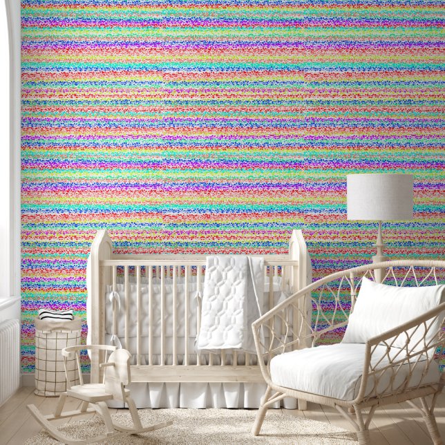 Modern Geometric Colourful Stripes Peel and Stick Wallpaper (Kids)