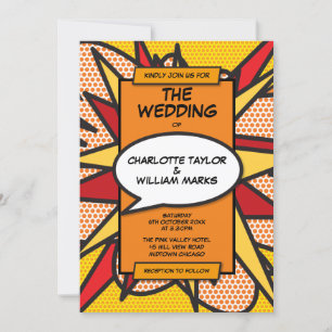Modern Geometric Comic Book Wedding Invitation