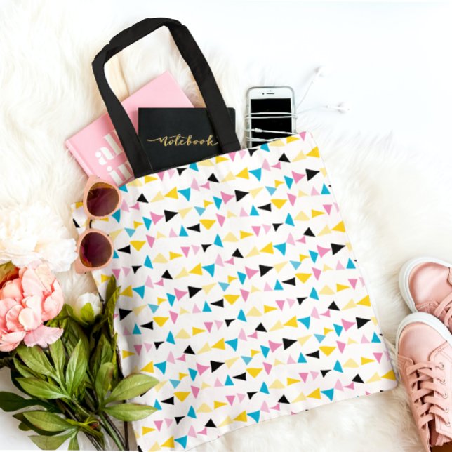 Modern geometric confetti pattern tote bag (Modern, colorful abstract confetti shapes tote bag.)