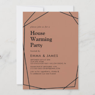 Modern Geometric Copper Housewarming Party Invitation