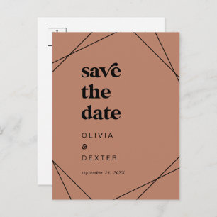 Modern Geometric   Copper Save the Date Invitation Postcard