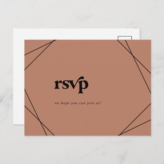Modern Geometric Copper Song Request RSVP Postcard (Front/Back)