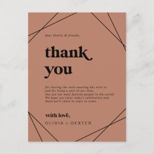 Modern Geometric Copper Thank You Reception Card