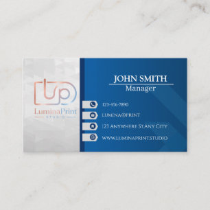Modern Geometric Corporate Manager Custom Logo Business Card