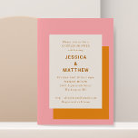 Modern Geometric Couples Shower Pink and Orange Invitation<br><div class="desc">Modern Geometric Bold Pink and Orange Stylish Couples Shower Invitation</div>