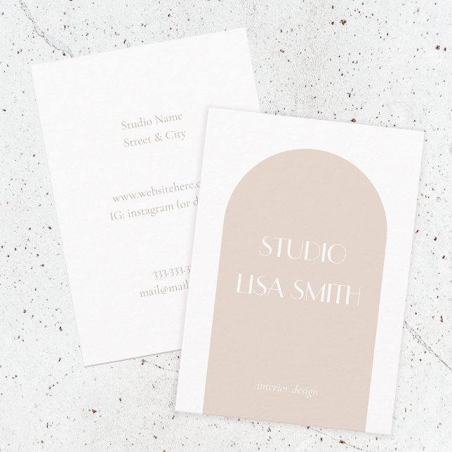 Modern Geometric Cream Blush  Interior Design Business Card (Creator Uploaded)