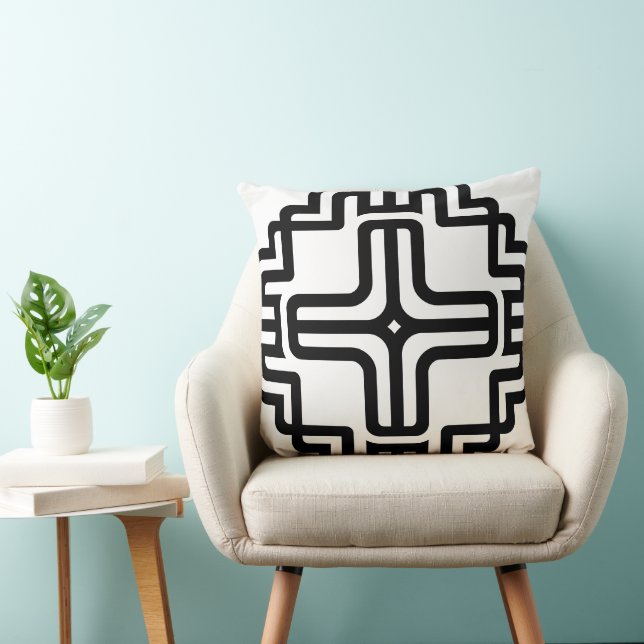 Modern Geometric Cross Line Art Cushion (Chair)